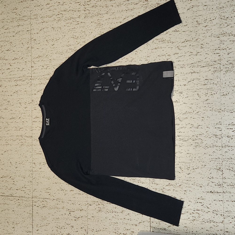 Emporio Armani Black Long Sleeve Spellout Logo Shirt